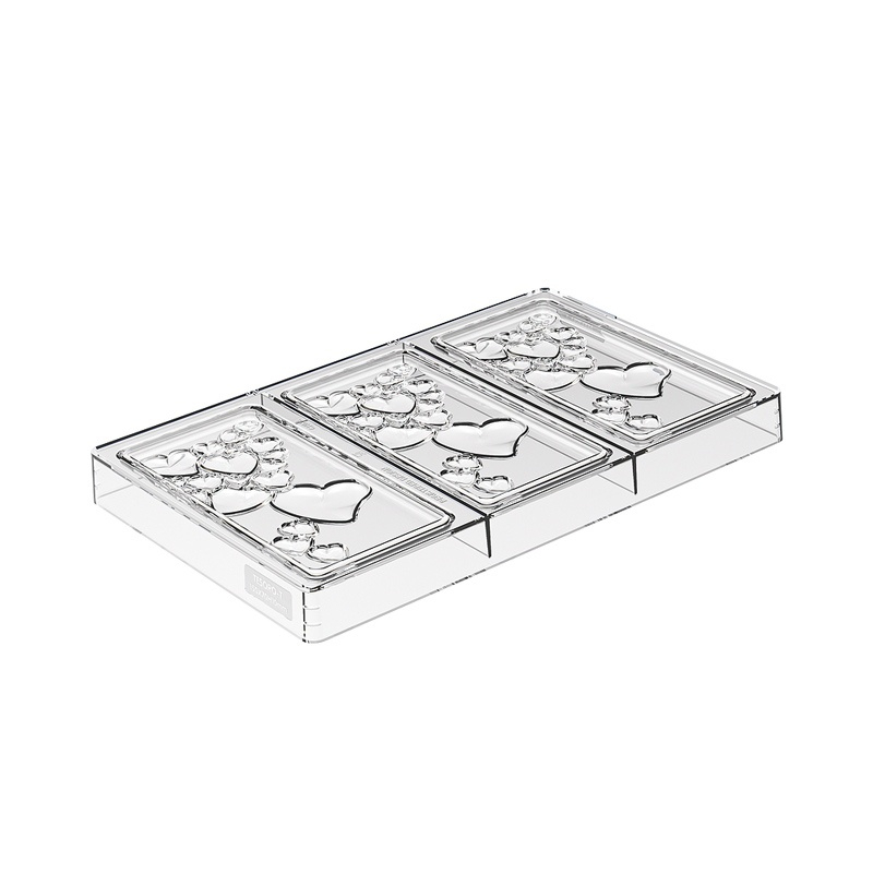 Tablete Ciocolata 15 x 7 x H 1 cm - Matrita Policarbonat Inimi, 3 cavitati (CH012), 74 gr [2]