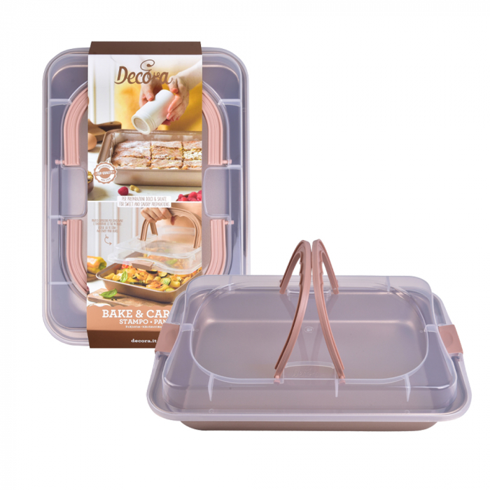 Tava Drept. Margini Evazate Roz Vintage 37 x 24.5 x 5 cm + Capac Transp, Alum Antiaderent [3]
