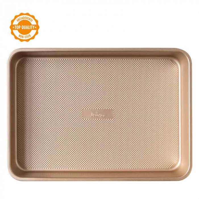 Tava Dreptunghi Margini Drepte Roz Vintage 34.7 x 24.5 x H 5.5 cm, Aluminiu Antiaderent [2]