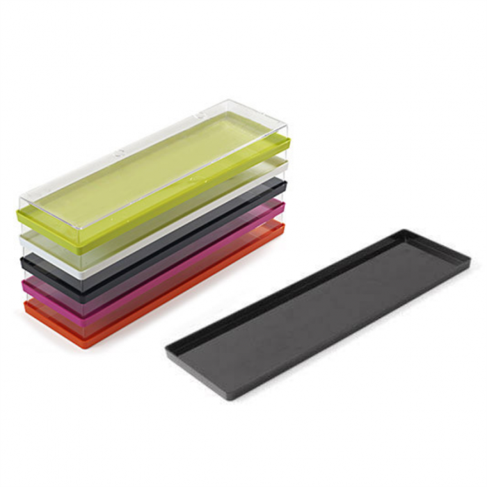 Tavita Margini drepte, Plexiglas Negru + Capac Transparent, 39 x 10.9 x H 3.2 cm [2]