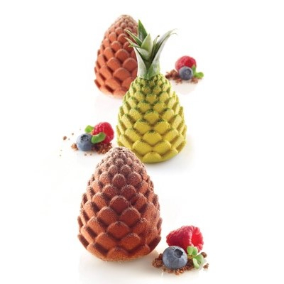 Forme de Silicon Cofetarie - Ananas/Con Brad 3D, Ø6xH7.3 cm - Forma Silicon Monoportii, 5 cavitati