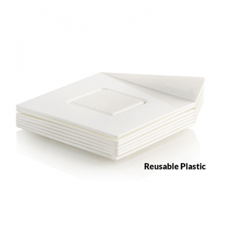 Baza Plastic Prezentare Monoportii, Model Patrat Alb, 8.3 x 8.3 cm, Set 100 Buc [2]