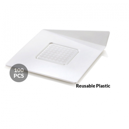 Baza Plastic Prezentare Monoportii, Model Patrat Alb, 8.3 x 8.3 cm, Set 100 Buc [0]