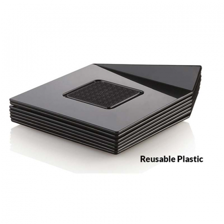 Baza Plastic Prezentare Monoportii, Model Patrat Negru, 8.3 x 8.3 cm, Set 100 Buc [2]