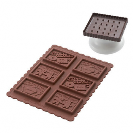 Cofetarie - Ustensile - Biscuiti - Decupator Dreptunghi 4.7x5.7xH0.5 cm, Forma Silicon Gnam Gnam, 6 cavit. (CKC04)