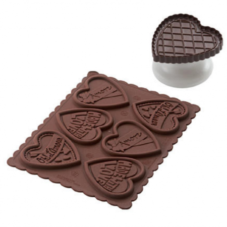 Decupatoare - Biscuiti - Decupator Inima 6.4x6.3xH0.45 cm, Forma Silicon Love, 6 cavit. (CKC06)