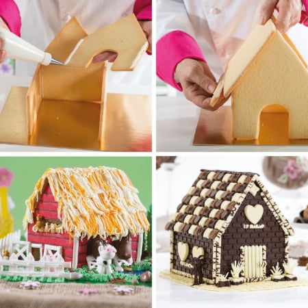 Cofetarie - Ustensile - Biscuiti sau Decoruri Craciun - Decupatoare Plastic Casuta 3D  14 x 15.5 x H 18 cm, Set 6 Buc