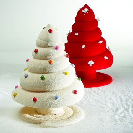 Ciocolaterie - Matrite, Ustensile - Brad Craciun Spirala 3D, Ø16xh21 cm - Kit Matrite Plastic 2 Subiecte