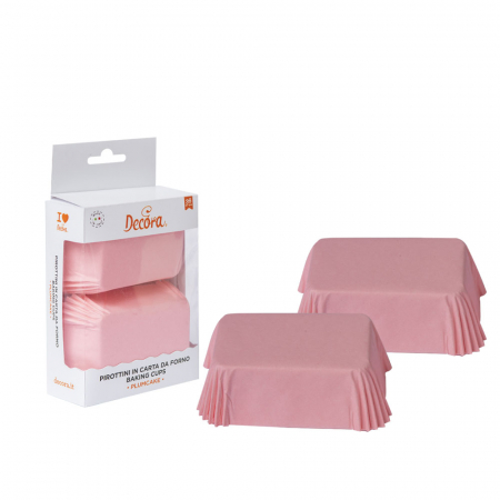 Accesorii Tort, Candy Bar, Bufet - Chese Dreptungh. Hartie Roz 8 x 5 x H 3.2 cm, 36 buc