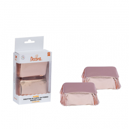 Accesorii Tort, Candy Bar, Bufet - Chese Dreptungh. Hartie Roz Vintage Metalizat 8 x 5 x H 3.2 cm, 20 buc