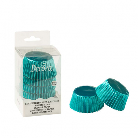 Accesorii Tort, Candy Bar, Bufet - Chese L Hartie Bleu Metalizat, Ø 5 x H 3.2 cm, 60 buc