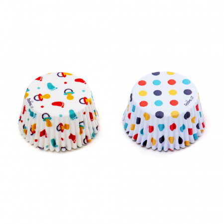 Accesorii Tort, Candy Bar, Bufet - Chese L Hartie Model Bebe Vintage, Ø 5 x H 3.2 cm, 36 buc