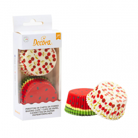 Accesorii Tort, Candy Bar, Bufet - Chese L Hartie Model Fructe, Ø 5 x H 3.2 cm, 36 buc