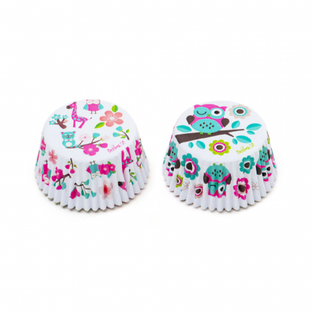 Accesorii Tort, Candy Bar, Bufet - Chese L Hartie Model Girafa si Bufnita, Ø 5 x H 3.2 cm, 36 buc