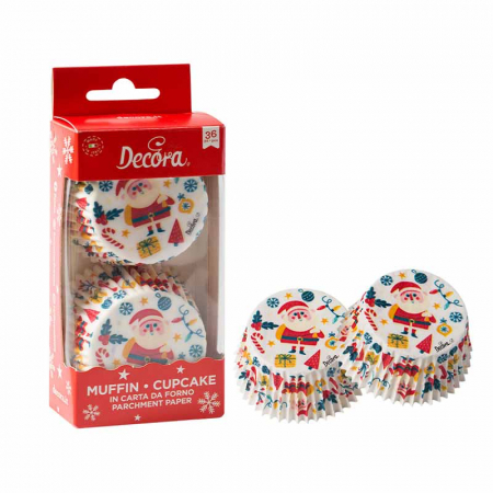 Accesorii Tort, Candy Bar, Bufet - Chese L Hartie Model Mos Craciun, Ø 5 x H 3.2 cm, 36 buc