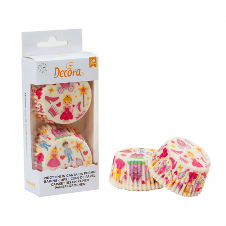 Accesorii Tort, Candy Bar, Bufet - Chese L Hartie Model Printesa, Ø 5 x H 3.2 cm, 36 buc