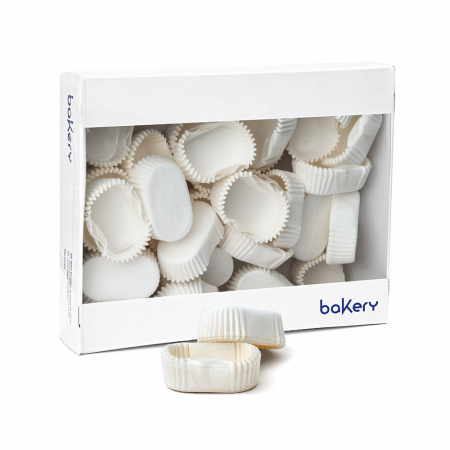 Accesorii Tort, Candy Bar, Bufet - Chese Ovale Hartie Alb, 11.5 x 6.5 x H 2.5 cm, 240 buc