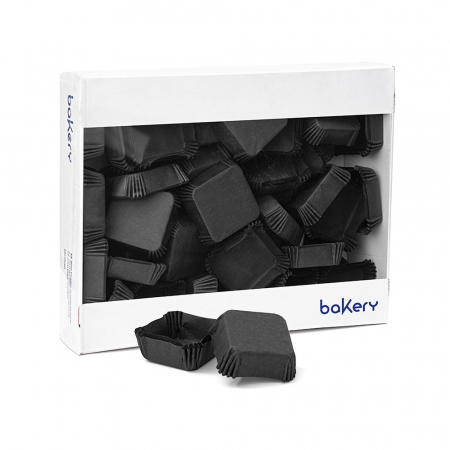 Accesorii Tort, Candy Bar, Bufet - Chese Patrate Hartie Negru, 6 x 6 x H 2 cm, 700 buc