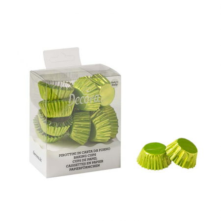 Accesorii Tort, Candy Bar, Bufet - Chese XS Hartie Verde Lime Metalizat, Ø 2.7 x H 1.7 cm, 180 buc