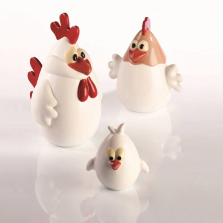 Matrite Decoruri, Figurine 3D Ciocolata - Chicken Family 3D, 3 Modele - Kit Matrite Plastic 3 Subiecte