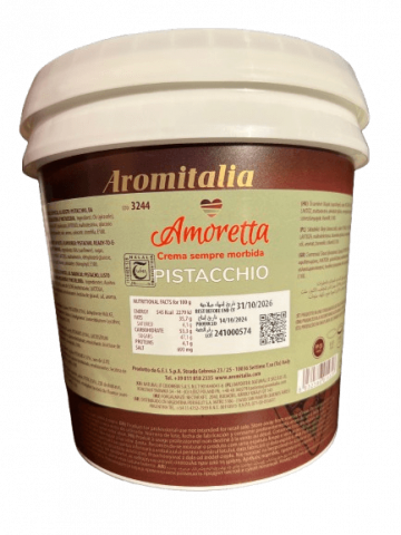 Materii Prime, Ingrediente - CREMA AMORETTA PISTACCHIO. Umplutura Crema tartinabila cu Fistic, AromItalia