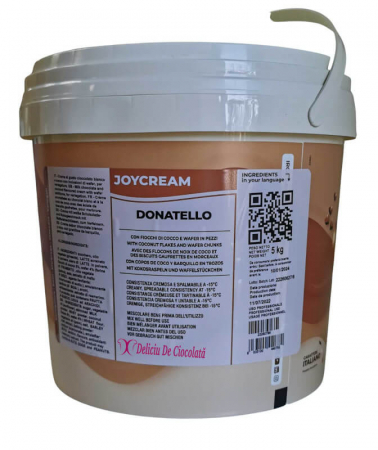 Glazuri, Napaj, Creme Cofetarie - Crema tartinabila fulgi de Cocos si Vafa, Joycream Donatello, 5kg