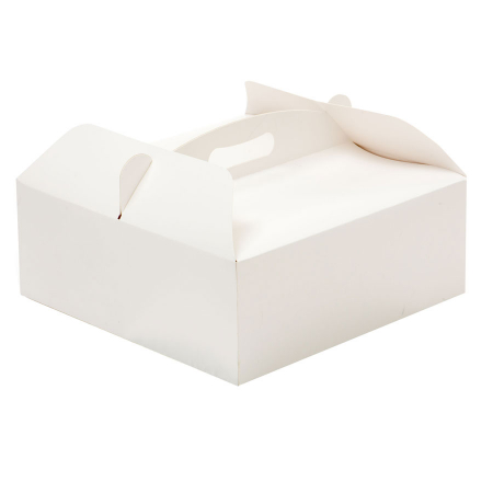 Ambalaje, Etichete, Suporturi - Cutie Patrata Desert / Tort, Carton Alb, 28.5 x 28.5 x H 10 cm