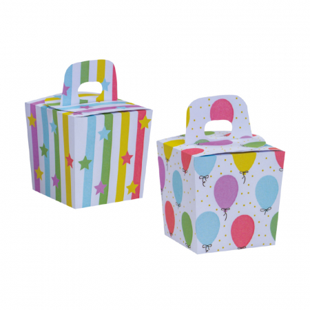Ambalaje, Etichete, Suporturi - Cutii Party Baloane si Stelute, Carton Impermeabil, 6 x 6 x H 10.5 cm, 6 Buc