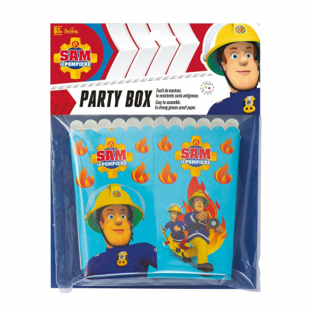 Cutii Party Pompierul Sam, Carton Impermeabil, 7 x 7 x H 14 cm, 6 Buc [1]