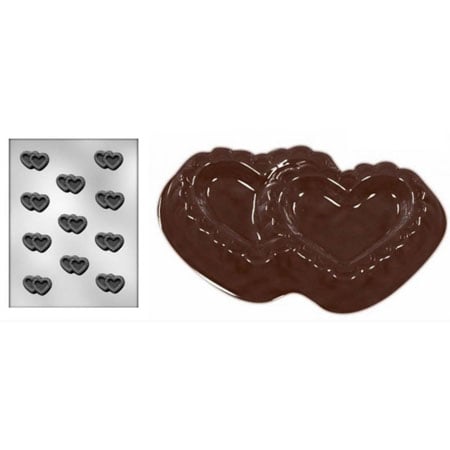 Decor Inimioare Duble Ø 4.4cm - Matrita Plastic Ciocolata [2]
