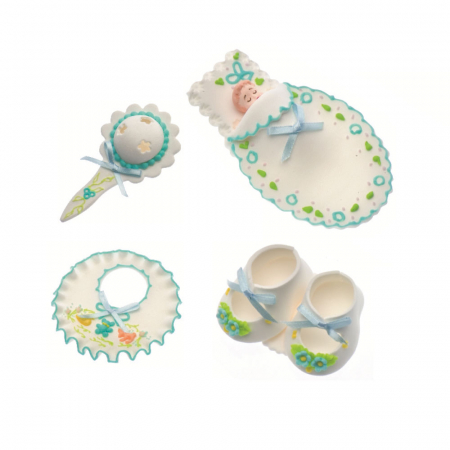 Decoratiuni Comestibile, Decor Tort - Decor Zahar - Bebelus Baietel Ø 6 - 11 cm, 4 modele, 4 buc
