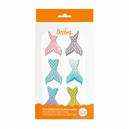 Decoratiuni Comestibile, Decor Tort - Decor Zahar - Cozi Sirene Ø 3.5 cm, 6 buc