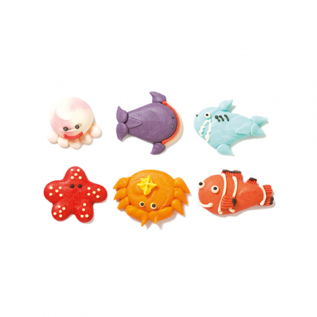 Decoratiuni Comestibile, Decor Tort - Decor Zahar - Creaturi Marine Ø 4 cm, 6 modele, 6 buc