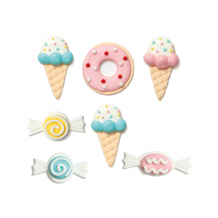 Decoratiuni Comestibile, Decor Tort - Decor Zahar - Dulciuri Ø 2.5 - 4 cm, 6 modele, 7 buc
