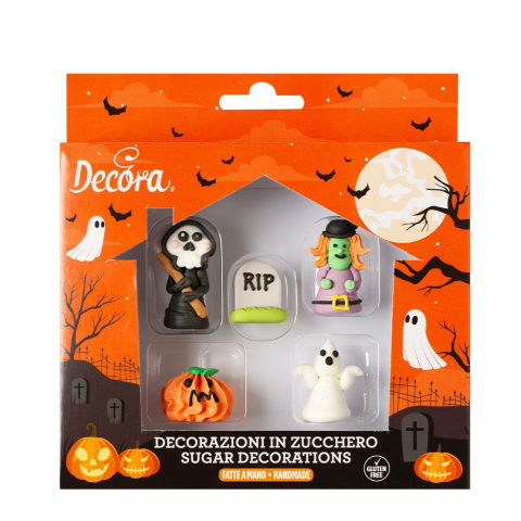 Decoratiuni Comestibile, Decor Tort - Decor Zahar - Figurine Halloween 3D Ø 2 - 4.3 cm, 5 modele, 6 buc