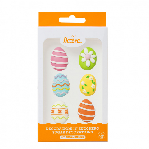 Figurine din Zahar - Decor Zahar - Figurine Paste, Oua Ø 3 cm, 6 modele, 6 buc