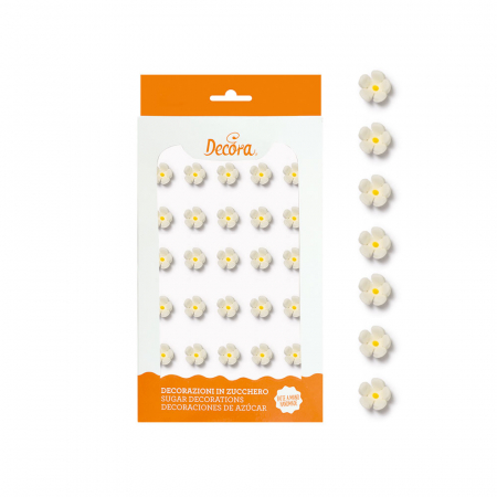 Decoratiuni Comestibile, Decor Tort - Decor Zahar - Floricele Albe Ø 1 cm, 30 buc