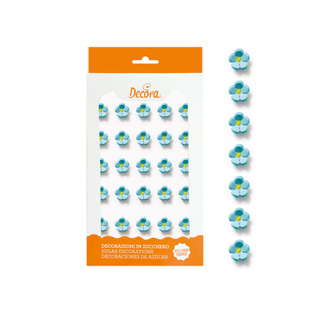 Decoratiuni Comestibile, Decor Tort - Decor Zahar - Floricele Bleu Ø 1 cm, 30 buc