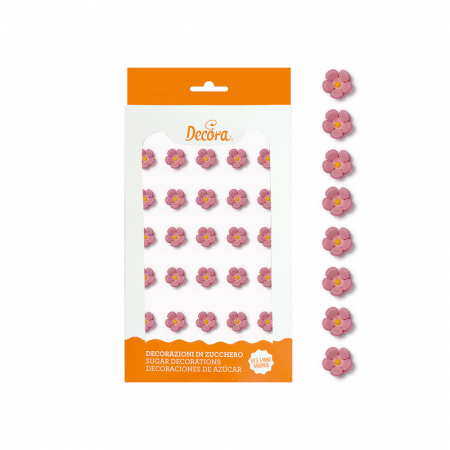 Decoratiuni Comestibile, Decor Tort - Decor Zahar - Floricele Roz Ø 1 cm, 30 buc