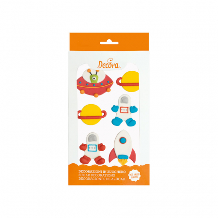 Decoratiuni Comestibile, Decor Tort - Decor Zahar - Galaxia Figurine Spatiale Ø 3 si 5 cm, 6 modele, 6 buc