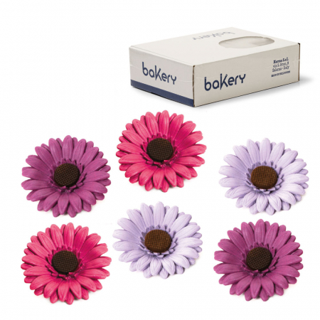 Decoratiuni Comestibile, Decor Tort - Decor Zahar - Gherbera 3 culori Ø 8 cm, 12 buc