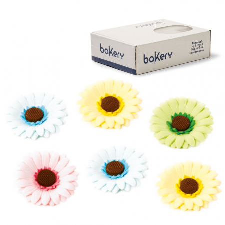 Decoratiuni Comestibile, Decor Tort - Decor Zahar - Gherbera 4 culori Pastel Ø 8 cm, 12 buc