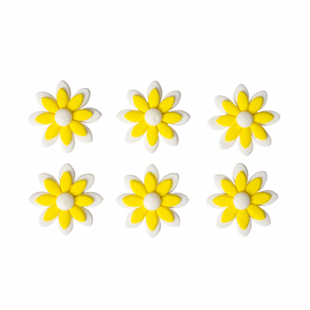 Decoratiuni Comestibile, Decor Tort - Decor Zahar - Margarete Alb Galben Ø 3.5 cm, 6 buc