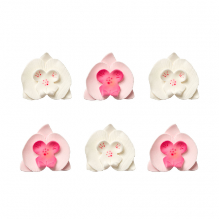 Flori din Zahar - Decor Zahar - Orhidee Alb Roz Ø 3.8 cm, 6 buc