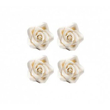 Decoratiuni Comestibile, Decor Tort - Decor Zahar - Trandafiri Albi Ø 3.5 cm, 30 buc