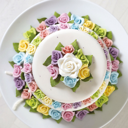 Decoratiuni Comestibile, Decor Tort - Decor Zahar - Trandafiri Bleu Ø 5 cm, 24 buc