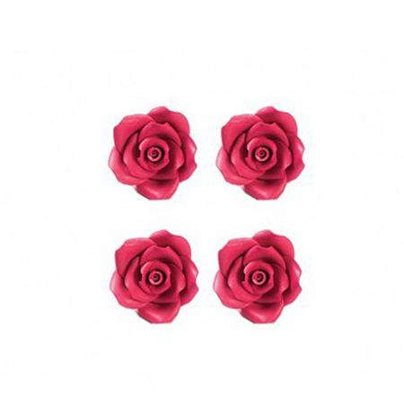 Decoratiuni Comestibile, Decor Tort - Decor Zahar - Trandafiri Fucsia Ø 3.5 cm, 30 buc