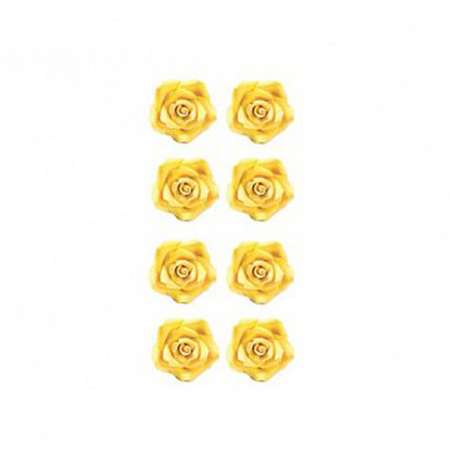 Decoratiuni Comestibile, Decor Tort - Decor Zahar - Trandafiri Galbeni Ø 2 cm, 56 buc
