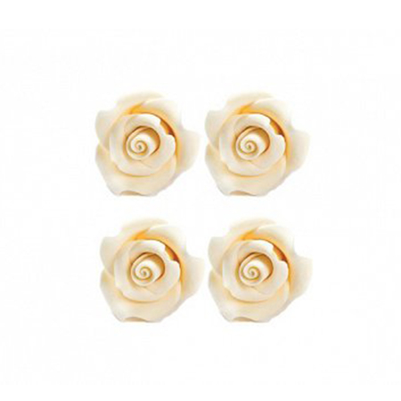 Decoratiuni Comestibile, Decor Tort - Decor Zahar - Trandafiri Ivoriu Ø 3.5 cm, 30 buc