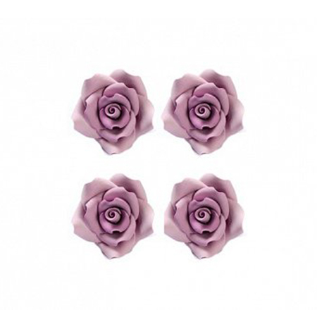 Decoratiuni Comestibile, Decor Tort - Decor Zahar - Trandafiri Lila Ø 3.5 cm, 30 buc
